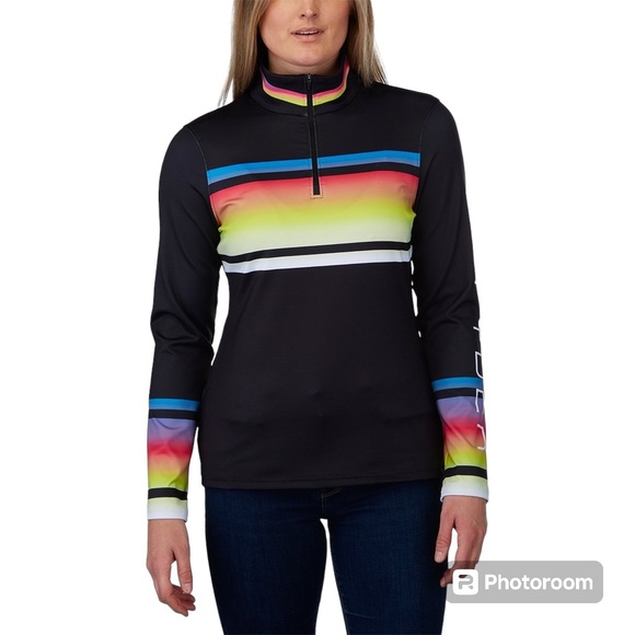 Spyder black and neon ombré long sleeve base layer mock neck‎ size small - Picture 1 of 7